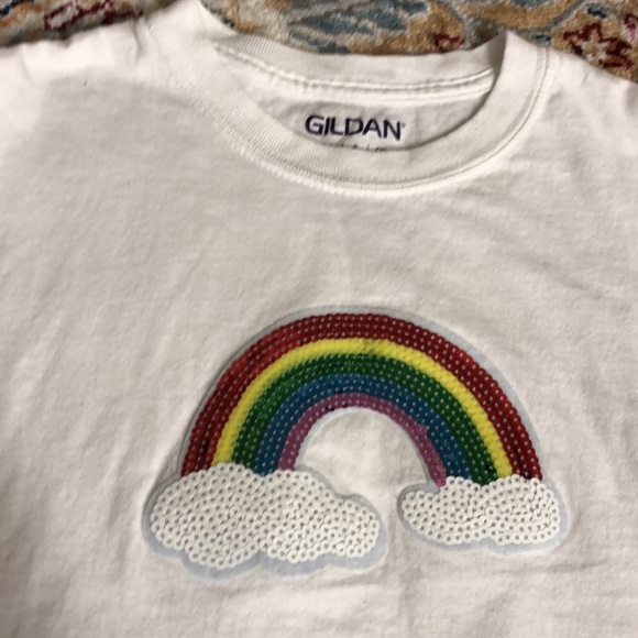 Gildan rainbow white t shirt . Small size- s/p/ ch. - Picture 3 of 10